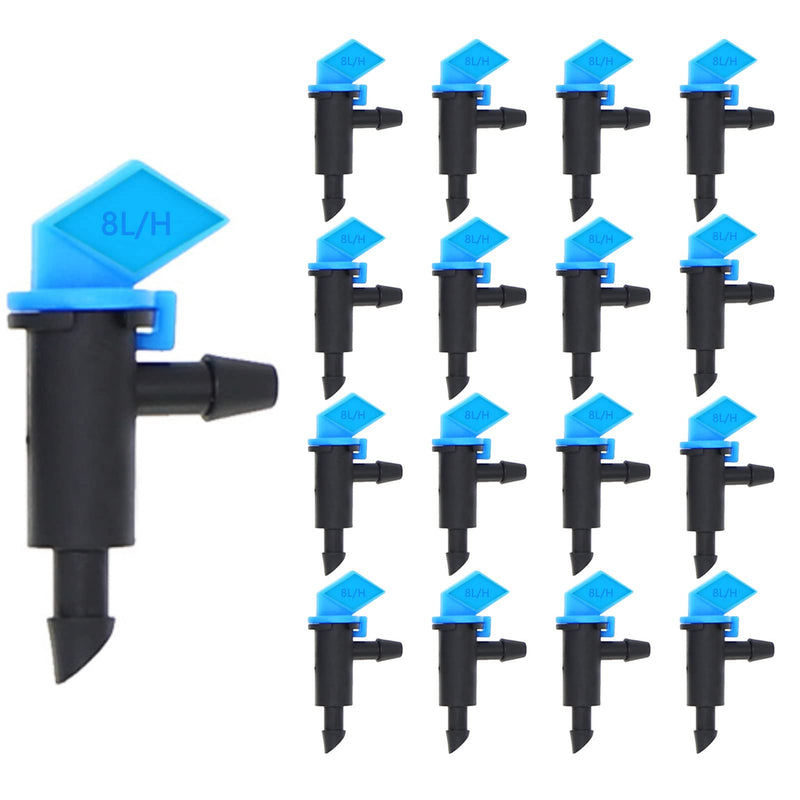[Australia - AusPower] - 100 Pack 2 GPH Flag Irrigation Dripper Emitter 8L/H Garden Irrigation Drip Emitters Irrigation Emitter Flag Dripper Drip Irrigation Connect 4mm/7mm Hose for Home Garden Trees Herbs (Blue) 