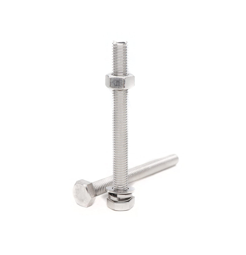 [Australia - AusPower] - binifiMux 10-Pack M8-1.25 x 120mm Hex Bolts and M8 Hex Nuts Flat Washers Spring Washers Set, Plain Finish, 304 Stainless Steel M8x120mm 40pcs 