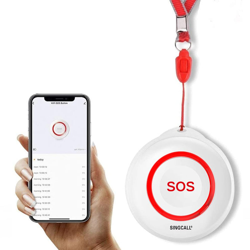 [Australia - AusPower] - SINGCALL Caregiver Pager Panic Button Alert Button Medical Alert System Emergency Button for Elderly SOS Alarm Bell for Seniors Tuya Smart Waterproof Wireless Pager (only 2.4GHz WiFi) 