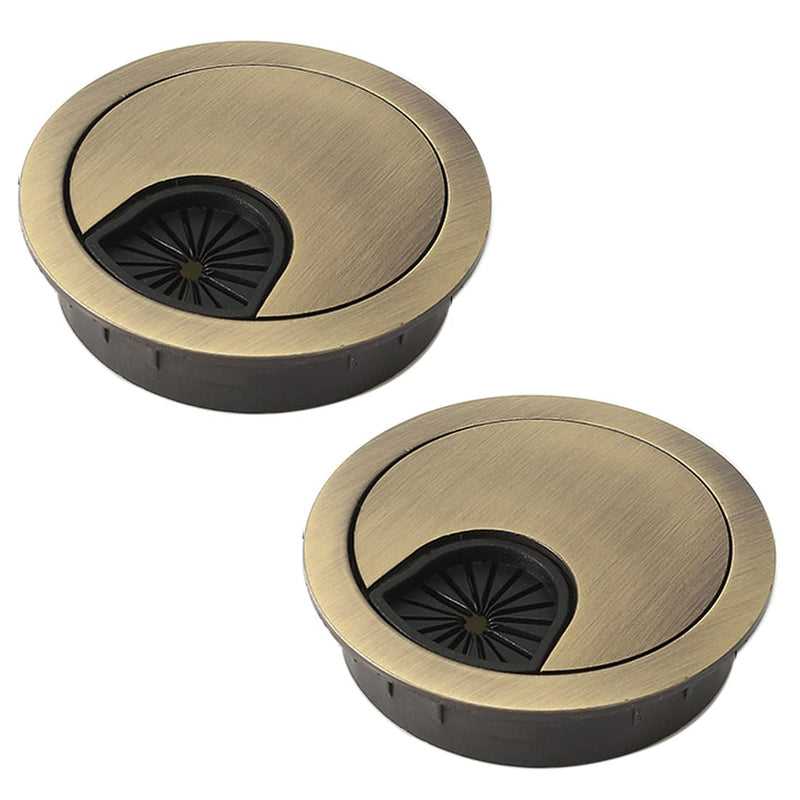 [Australia - AusPower] - 4-Piece 80mm Desk Cable Grommets, Computer Desk Metal Cable Hole, Round Cable Hole Cover for Desktop Cable Organizer(Bronze) 