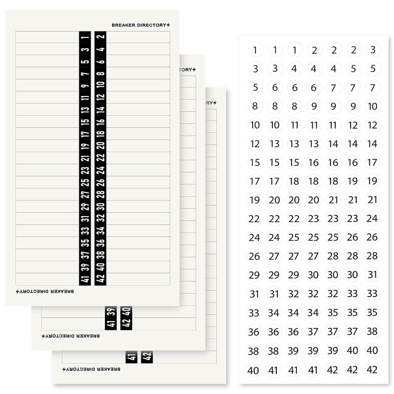 Breaker Panel Labels Electrical Electric Box Sticker Number Breaker Panel Labels Electrical Sticker Number Directory Load Center Adhesive Waterproof Reusable Black, White