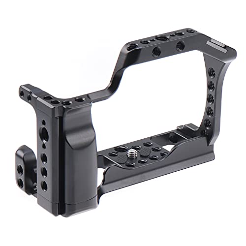 FocusFoto Camera Cage Video Filmmaking Stabilizer Rig Aluminium Alloy Extension Frame with Cold Shoe and 1/4" 3/8" Screw Mouting for Canon EOS M50 Mark II/M50/M5 Mirrorless Camera