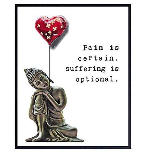 Buddha Statue Home Decor - Buddha Quotes - Zen Quotes Wall Art - Positive Uplifting Inspiring Inspirational Encouragement Gifts for Women - New Age Spiritual Yoga Spa Wall Decor - Buddhism Poster