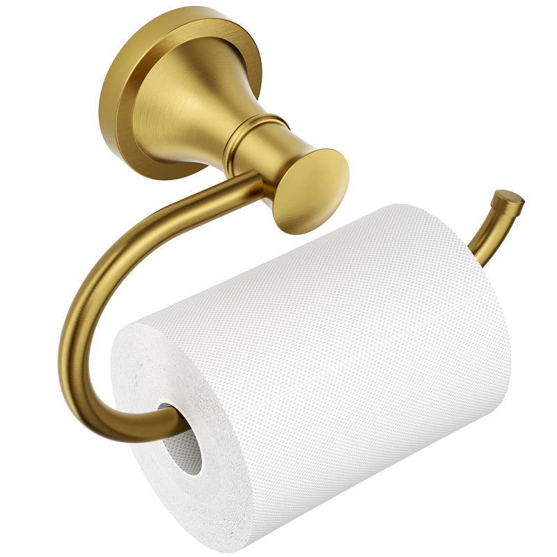 BESy Brushed Gold Toilet Tissue Paper Holder Brushed Gold Bathroom Accessories Toilet roll Paper Hanger, Wall Mounted, Rustproof