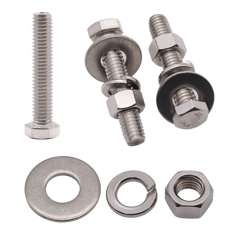 [Australia - AusPower] - (6 Sets) 1/2-13 x 2-1/2" Stainless Steel Hex Bolts & Hex Nuts & Large Diameter Flat Washers & Lock Washers Hardware Kit, 304 Stainless Steel 18-8, Full Thread Hexagon Bolt Assortment 1/2-13 x 2-1/2" 6 