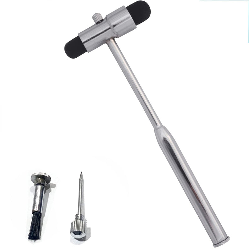 Innotech Buck Neurological Reflex Hammer with Brush and Needle for Skin Reflexes and Surface Reactions (Silver) silver