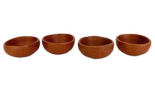 Red Clay Mezcal Copitas - Handmade in Oaxaca, Mexico - Pack of 4 (Wide Mouth - Shallow) Wide Mouth - Shallow