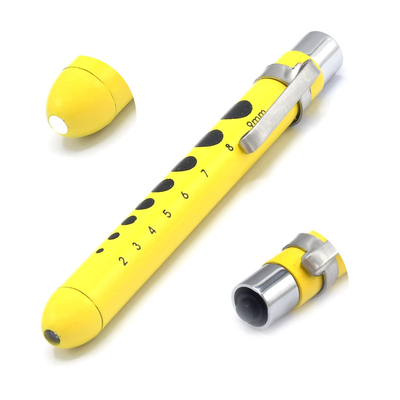 [Australia - AusPower] - OdontoMed2011 Medical Pen Lights for Nurses Doctors, Reusable LED Medical Penlight Flashlight with Pupil Gauge, White Light, Yellow Color Penlight 