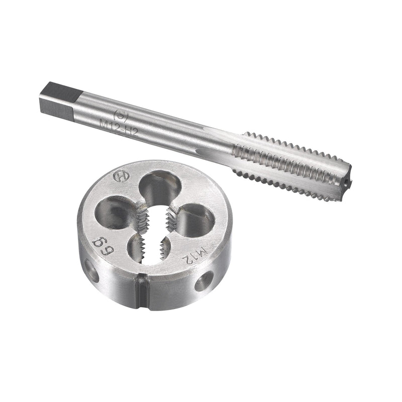 [Australia - AusPower] - uxcell M12 x 1.75mm Metric Tap and Die Set, Machine Thread Screw Tap with Round Threading Die, Tap & Die Kit for Nut Screw Bolt Thread Repair 