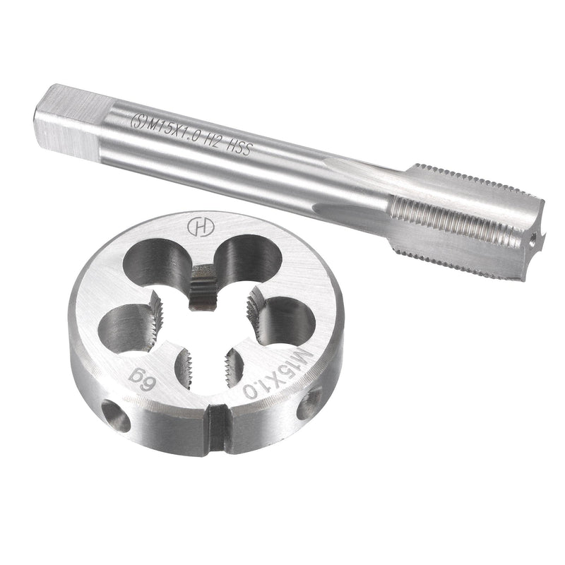 [Australia - AusPower] - uxcell M15 x 1mm Metric Tap and Die Set, Machine Thread Screw Tap with Round Threading Die, Tap & Die Kit for Nut Screw Bolt Thread Repair 