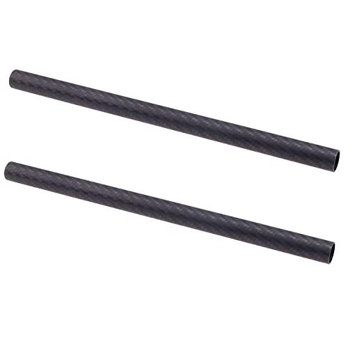 FocusFoto 15mm Carbon Fiber Rods 40cm/16inch Length for 15mm Rod Rail Support System DSLR Camera Rig (Pack of 2) Length 40cm/16inch Diameter 15mm
