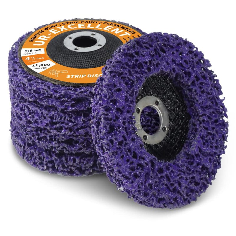 [Australia - AusPower] - Ur-Excellent 4-1/2" x7/8'' Stripping Discs Rust Remover Wheel Remove Paint and Oxidation Poly Strip Wheel Disc Abrasive Angle Grinding Wheel - 5 Pack(Purple) 4-1/2" x 7/8'' 5.0 