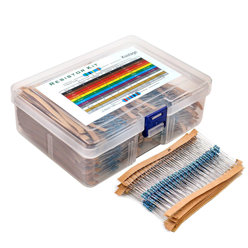 [Australia - AusPower] - 2600 Pcs 130 Values 1/4W Resistor Kit from 1 Ohm to 3M Ohm 1/4 Watt 1% Tolerance Metal Film Resistors Assortment 1/4W 130 Values 