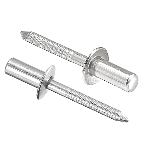 uxcell 304 stainless steel blind rivets, 6.4mm diameter x 14mm grip length, silver tone, 25 pieces