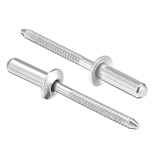 uxcell 304 stainless steel blind rivets, 4.8mm diameter x 16mm grip length, silver tone, 50 pieces