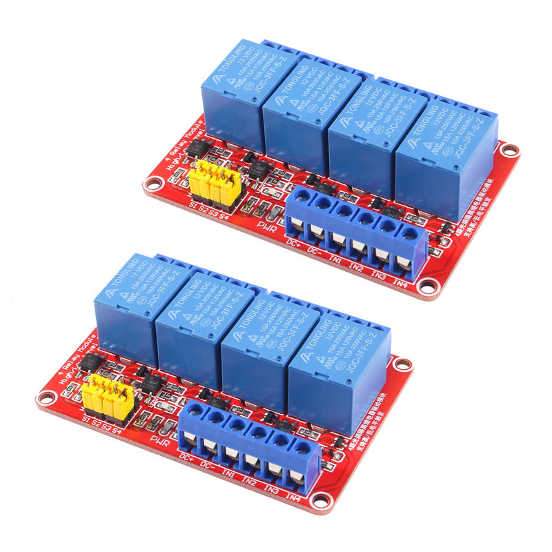 [Australia - AusPower] - 2pcs DC 12V Relay Module 4 Channel Relay Board Shield with Optocoupler Isolation Suport High/Low Level Trigger 