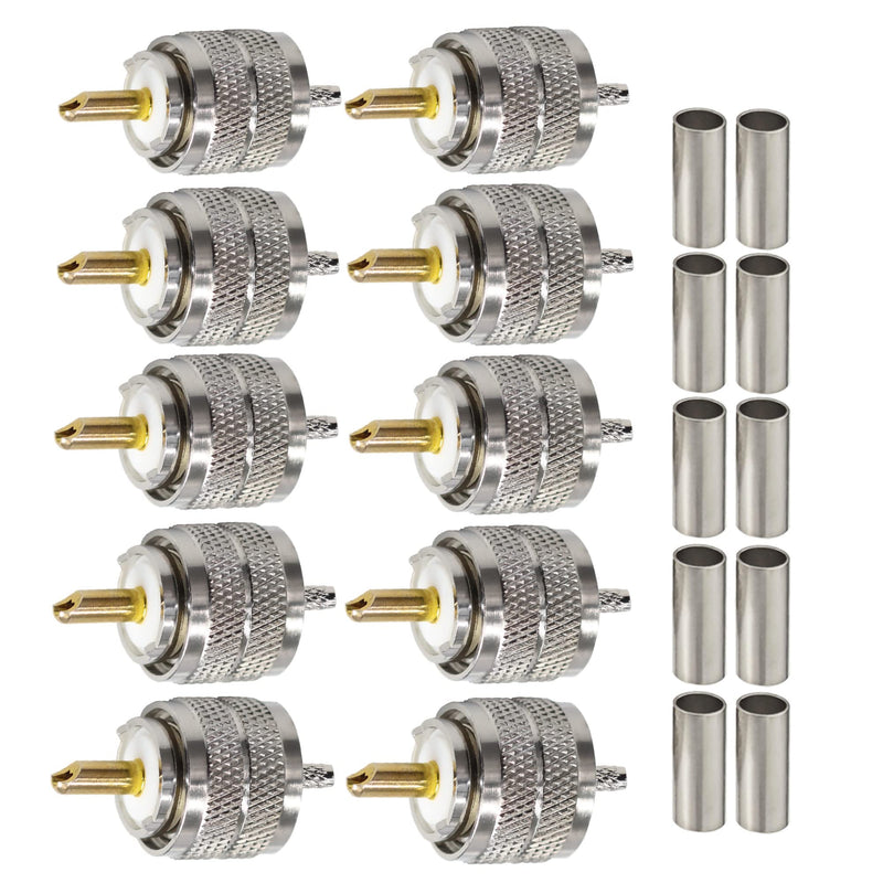 [Australia - AusPower] - TUOLNK UHF Connector 10 Pack PL259 Male Plug Crimp Coax Adapter SO239 PL-259 Connector for RG316 RG179 Compatible with CB Ham Radio Antenna UHFJ-1.5 