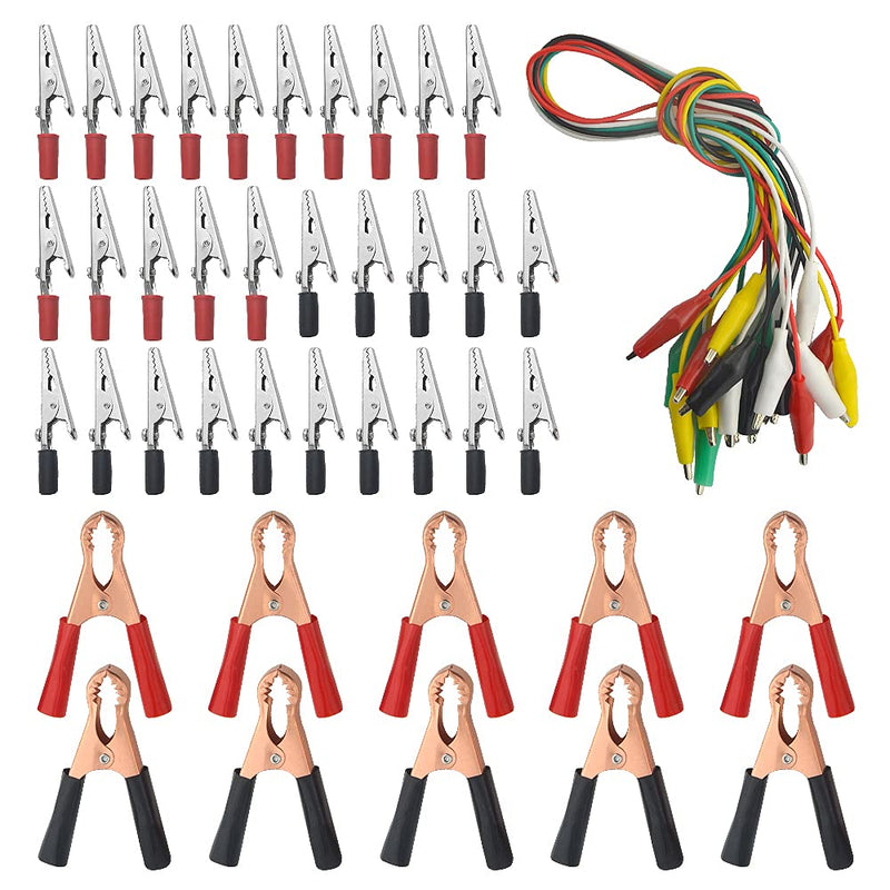 [Australia - AusPower] - WMYCONGCONG 50 PCS Metal Alligator Clips Electrical Crocodile Clips Car Battery Electric Test Clips Alligator Clamps 50A + Alligator Clips Electrical Test Leads for Electric Experiment Testing 