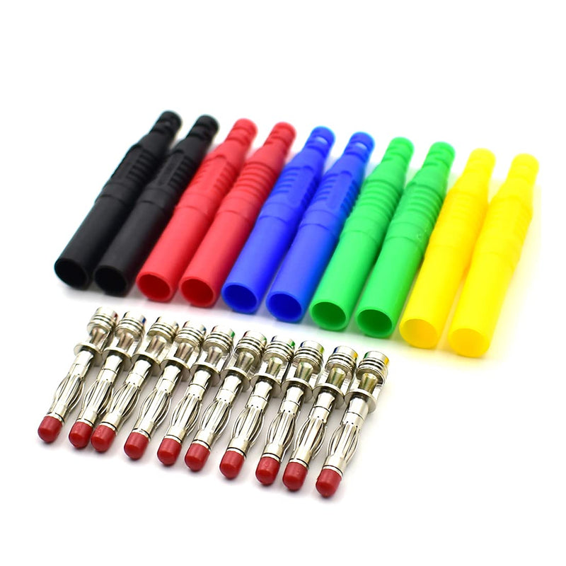 [Australia - AusPower] - 5Colors Insulated Safety Seal Protection Shrouded 4mm Banana Plugs Solder DIY Connectors Adapters for Multimeter Test Leads Electrical Testing 10Pcs 10Pcs 5 Colors 