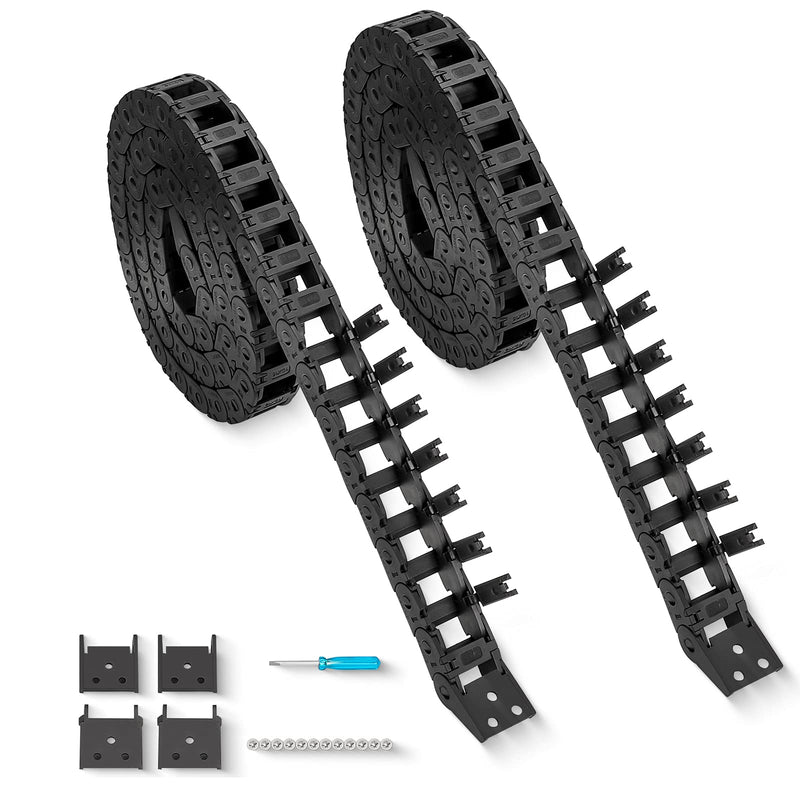 2pcs 39.4inch Drag Chain Cable Carrier Open Type R18 Wire Cable Chain for CNC Router Mill and 3D Printer,Extra 2 Pair End Connectors,1pc Screwdriver,9 Screws(10x15) 10x15（2pcs）