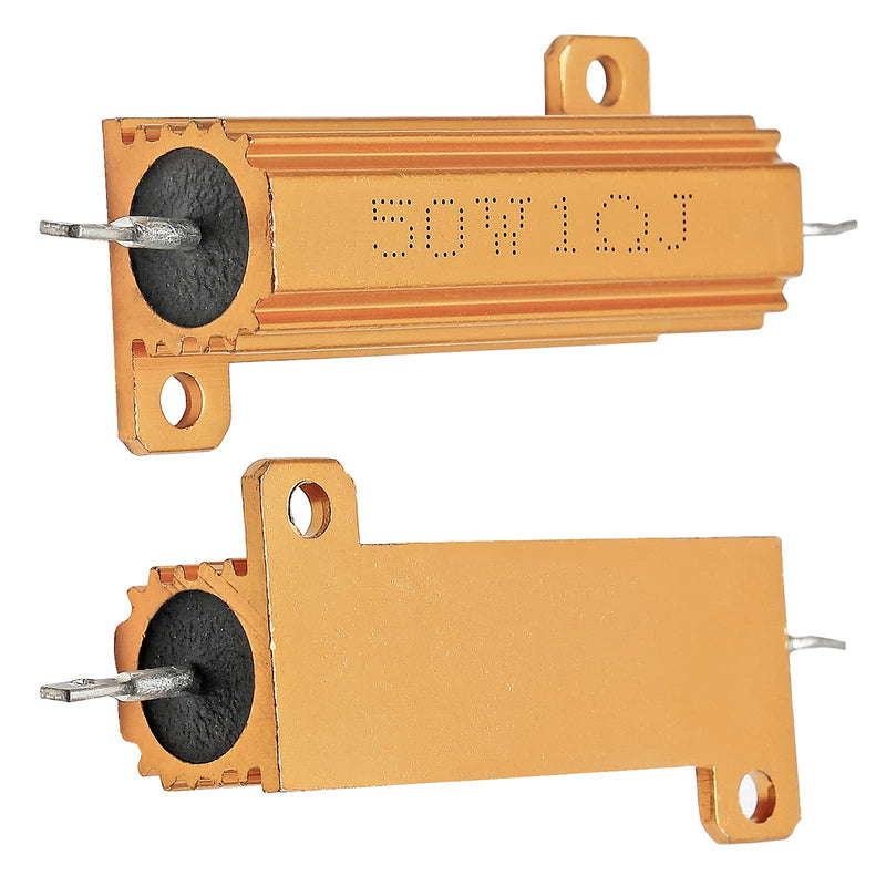 [Australia - AusPower] - 2 Pack Aluminum Case Resistor 50W 1 Ohm Housing Wirewound Resistors, Screw Tap Chassis Mounted Load Resistors Adapters for Inverter, LED Lights, Speakers 