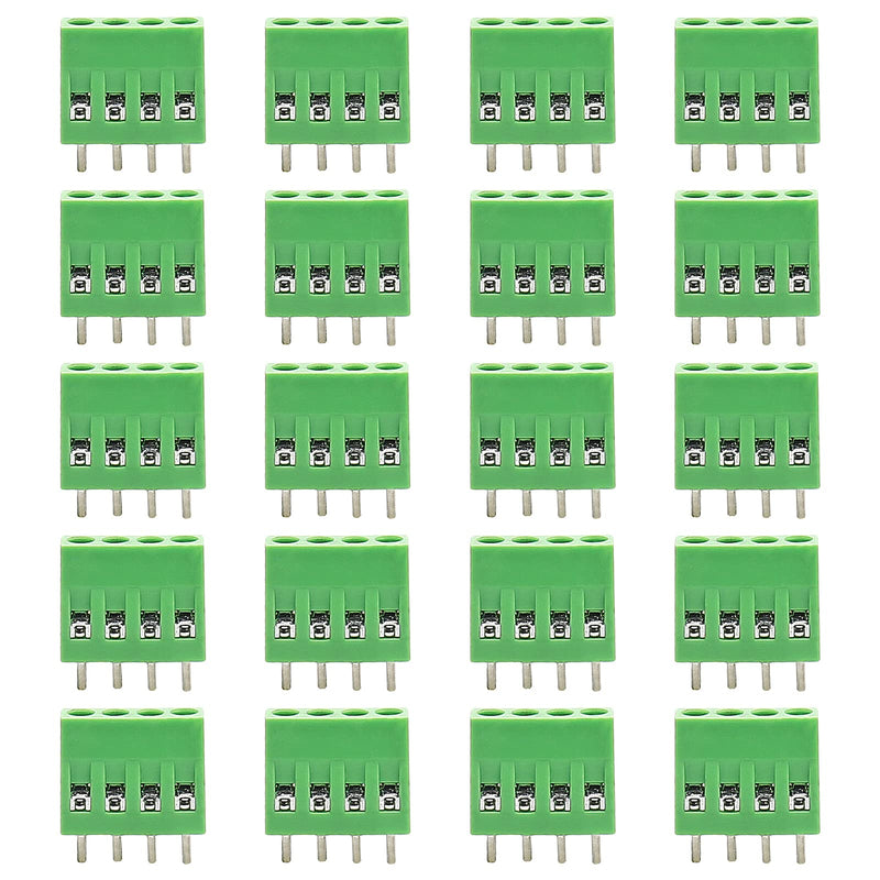 [Australia - AusPower] - Qjaiune 4-Pin 2.54mm Pitch PCB Terminal Block, 150V 6A Mount Screw Terminal Connector (20Pcs) 4 Pin-20 Pcs 