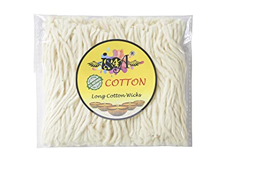 IS4A Natural Cotton Wicks Handmade Diya Batti for Pooja, Home Decoration in Festivals, Diwali Oil Lamp Wick (100 pc Long Cotton Wicks) 100 Pc Long Cotton Wicks