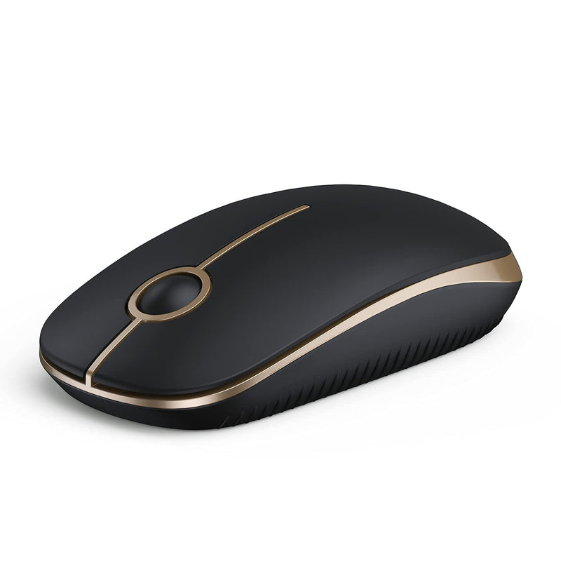 [Australia - AusPower] - VssoPlor Wireless Mouse, 2.4G Slim Portable Computer Mice with Nano Receiver for Notebook, PC, Laptop, Computer (Black and Gold) Black and Gold 
