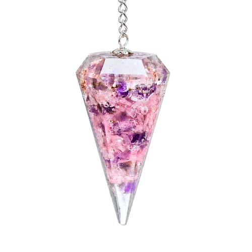 Clear Quartz/Rose Quartz/Amethyst (Mix) Orgone Crystal Pendulums Clear Quartz/Rose Quartz/Amethyst (Mix)