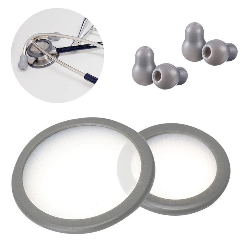 [Australia - AusPower] - Replacement Accessories Kit Fits Classic 3, Cardiology 3 & Cardiology 4 Stethoscope for Littman Stethoscope Replacement Parts & Stethoscope Bell Diaphragm Cover and Eartips Replacement Parts. grey 
