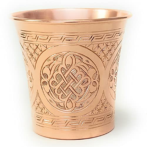 DEDE Copper - CC Series (15 oz) - Handcrafted Super Heavy Weight Drinking Cups or Serving Cold Beverages and Cocktail Mugs, Handmade Unlined Uncoated Pure Solid Copper Tumblers (Engraved) Engraved