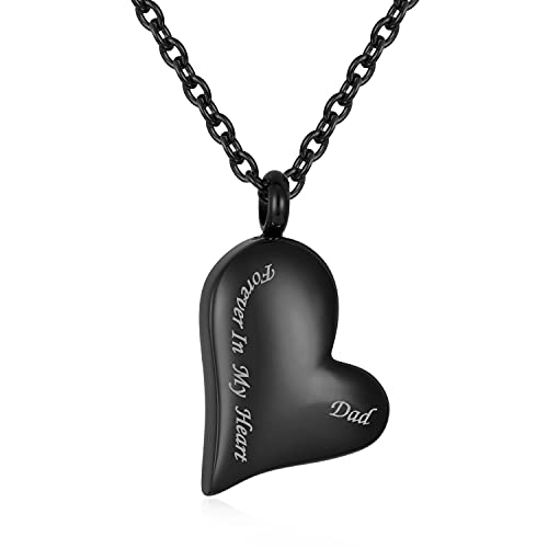 Forever in My Heart Cremation Jewelry for Human Ashes Dad/Mom/Grandpa/Grandma Keepsake Urn Necklace 316L Stainless Steel Memorial Ash Jewellery B-Dad
