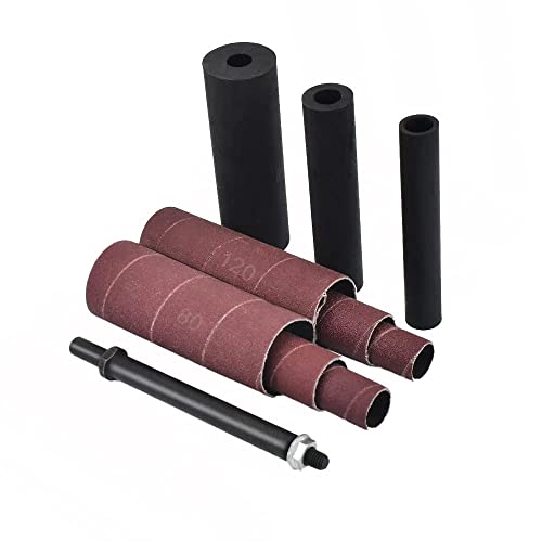 Spindle Sander Adapter 4-1/2" x 1/2" with Rubber Sanding Drum Kit OD 3/4", 1", 1-1/2" and Sandpaper Sleeves Grit # 80,120 - S/16