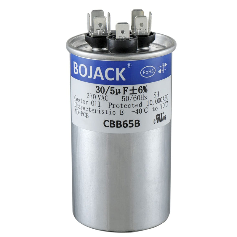 [Australia - AusPower] - BOJACK 30+5uF 30/5MFD ±6% 370V CBB65 Dual Run Circular Start Capacitor for AC Motor Run or Fan Start or Condenser Straight 
