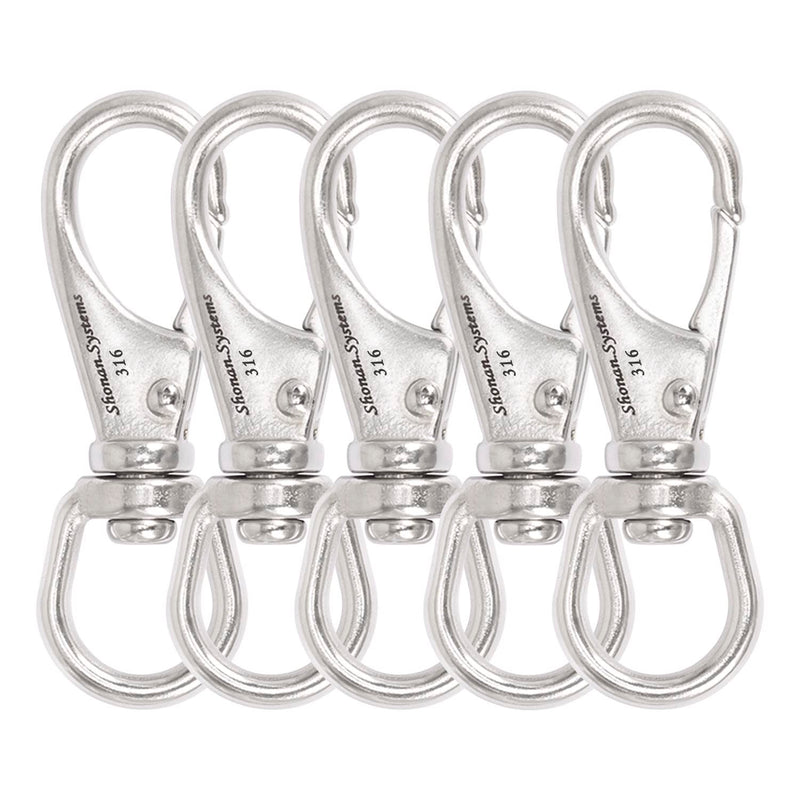 [Australia - AusPower] - SHONAN 2.7 Inch Swivel Snap Hooks, 5 Pack Stainless Steel 316 Swivel Spring Snaps, Flag Pole Swivel Snap Clips, Marine Grade Swivel Hook Clips for Scuba Diving, Dog leashes, Keychains, Bird Feeders 