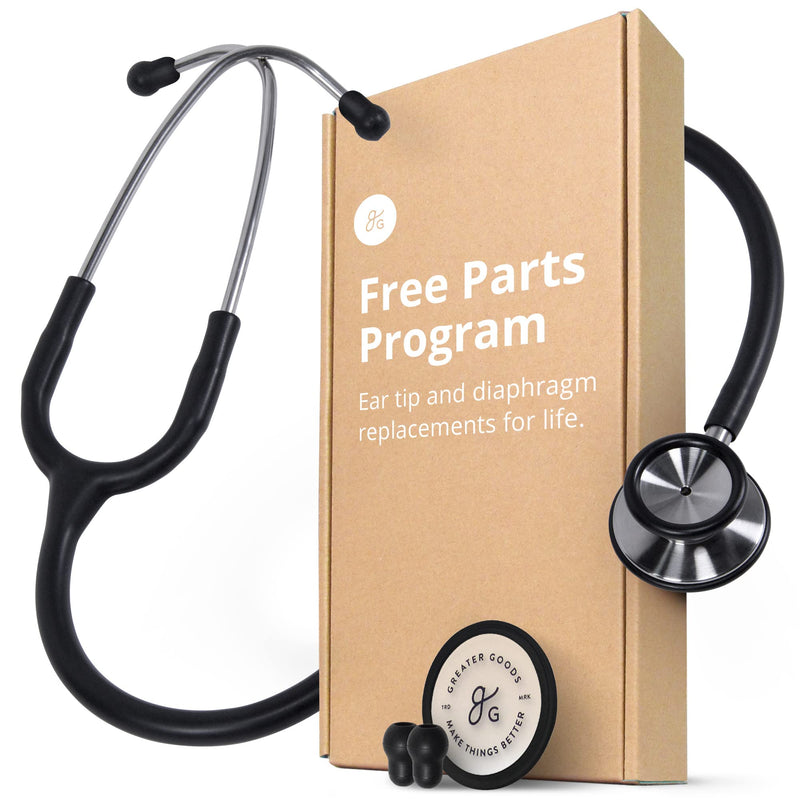 [Australia - AusPower] - Greater Goods Premium Dual-Head Clinical Grade Stethoscope for Doctors, Nurses, Students, First Aid Kit for Home, Black w/Stainless Steel Black w/Stainless Steel Binaural 