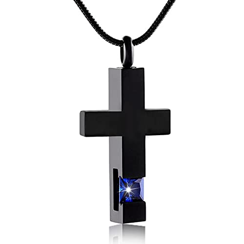 Urn Necklaces for Ashes, Cremation Necklack for Ashes, Urn Necklaces for Ashes for Women, Cremation Jewelry Locket Stainless Steel Keepsake Waterproof Memorial Pend… black cross pendant
