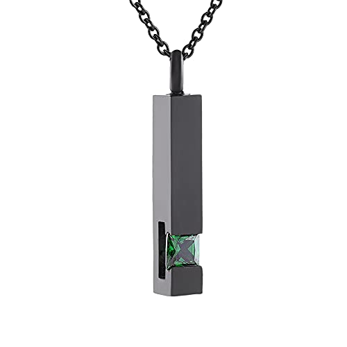 Crystal Bar Memorial Urn Necklace Ashes Holder Keepsake Cremation Jewelry Pendant Stainless Steel Funeral Jewelry green