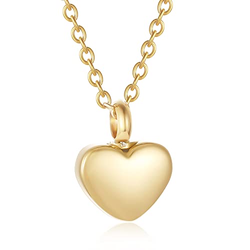 Small Heart Cremation Jewelry for Ashes 316L Stainless Steel Memorial Urn Pendant Customize Keepsake Jewelry for Women gold