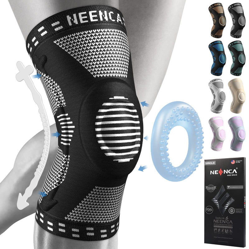 [Australia - AusPower] - NEENCA Professional Knee Brace for Pain Relief, Medical Knee Support with Patella Pad & Side Stabilizers, Compression Knee Sleeve for Meniscus Tear, ACL, Joint Pain, Runner, Workout - FSA/HSA Eligible Large Black 