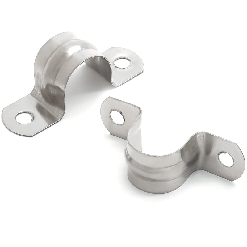 [Australia - AusPower] - 25PCS M20 (3/4 Inch) Conduit Clamps, Stainless Steel Two Hole Strap U Bracket Rigid Pipe Strip, Cable Clamp Hanger with 2 Holes Fit for 3/4 inch Pipes OD 25pcs 