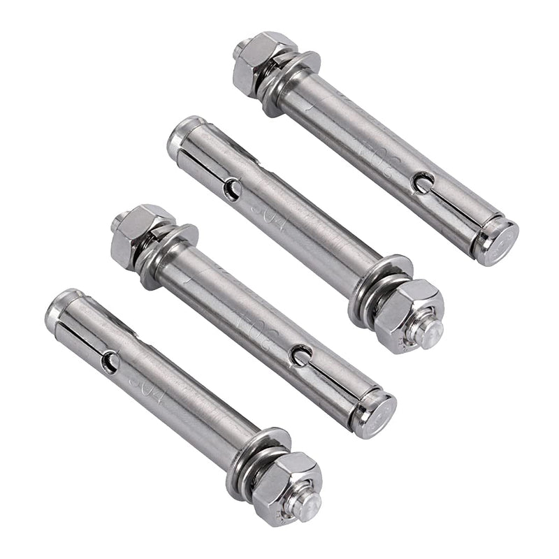 [Australia - AusPower] - Stainless Steel M6 x 60mm Hex Head Sleeve Anchor, for Pad Eye Plate Hook Hanging Hardware 1/4" x 2-3/8" Expansion Bolt (4pcs Hex Sleeve Anchor) Hex Sleeve Anchor 4pcs 