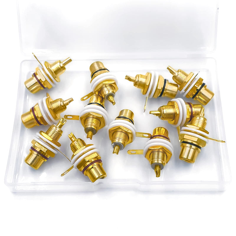 [Australia - AusPower] - RCA Plug Female Jacks Socket Connector Chassis Amplifier Terminal Nickel Plated Gold Plated Lotus Head Welding Adapter Coupler for amp by lkelyonewy(6 Pairs) 