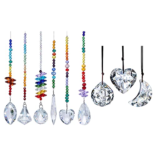 H&D HYALINE & DORA Crystal Sun Catcher Prisms Rainbow Maker Drops Hang Ornament Decor for Window, Home, Garden