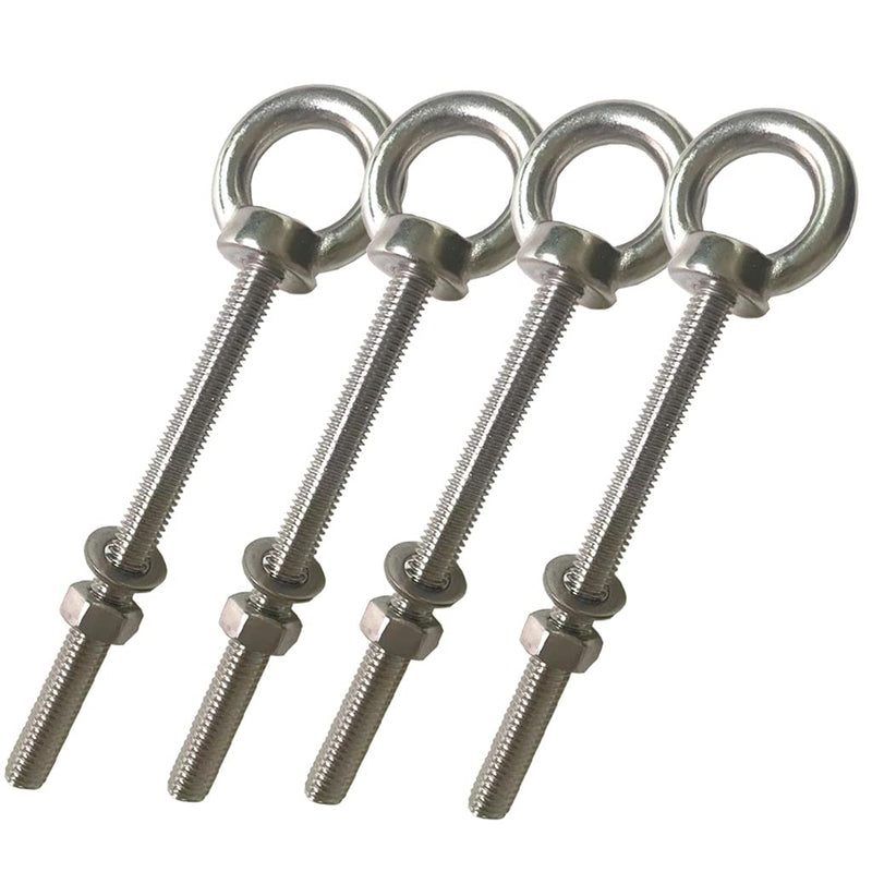 [Australia - AusPower] - Stainless Steel Eye Bolt, 4pack M8 Shoulder Eye Bolts 5/16" X 4"with Nuts and Washer Thread Lifting Ring Eyebolt, Long 4 pack 