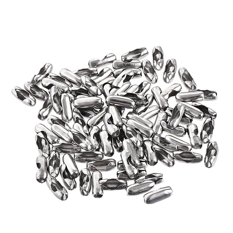 [Australia - AusPower] - uxcell Ball Chain Connector, 2mm Ball Chains Clasp Crimp Clips Link Stainless Steel Connection, Pack of 100 