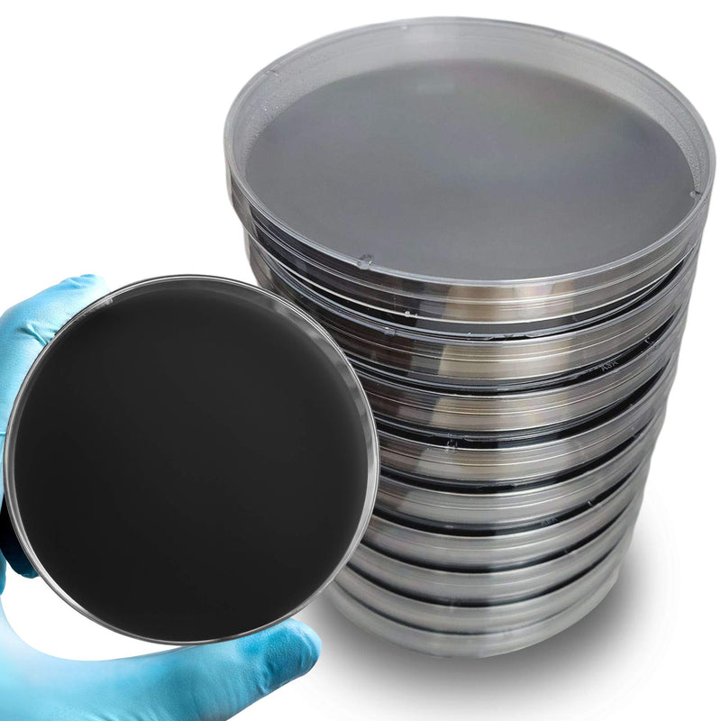 ES EVVIVA SCIENCES Pre-Poured Black Malt Extract Agar Plates – Includes Both Black Dye & Charcoal for Enhanced Culture Visualization - Excellent Growth Medium - Great for Mushrooms & Science Projects