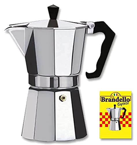 Aluminum Espresso Stovetop Coffee Maker Silver 1 Cup Moka Pot Cuban Coffee Maker (Brandello Express)