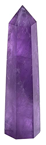 Luckeeper 3" Crystal Wand |Amethyst Crystal Quarz Points and Healing Stone| 6 Faceted Reiki Chakra Meditation Therapy 3" tall Purple Amethyst
