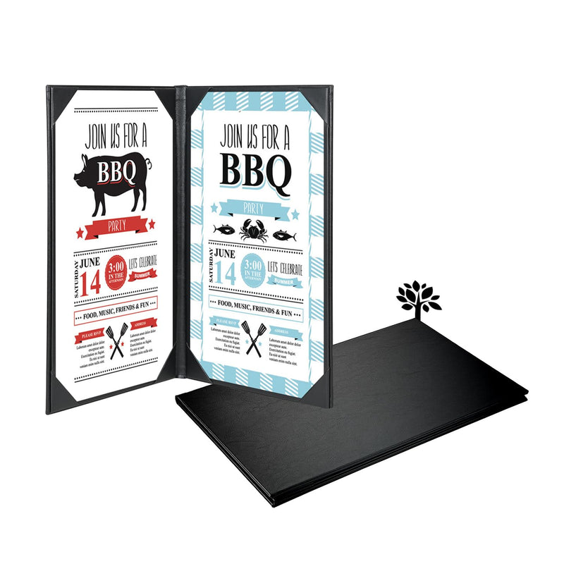 [Australia - AusPower] - Restaurant Menu Covers Holders 8.5 X 14 Inch, Double View Leather Menu Holder Covers, Black Leather Menu Covers for Wine List, Drinks, Cafes, Bar, Hotel(8.5" X 14"/2 View-Book Style/1 Pack) 8.5x14 inch/2 View-Book Style/1 pack 